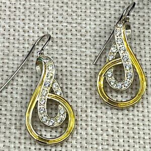 ✨ Vintage Diamonique Two-Tone Sterling Silver Earrings